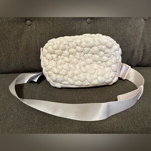 Wildfox NWT white nylon puffy fanny/waist pack with floral motif